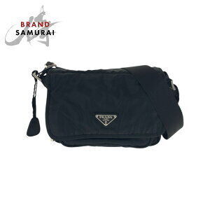 Prada Tessuto triangular logo plate black nylon Shoulder Bag
